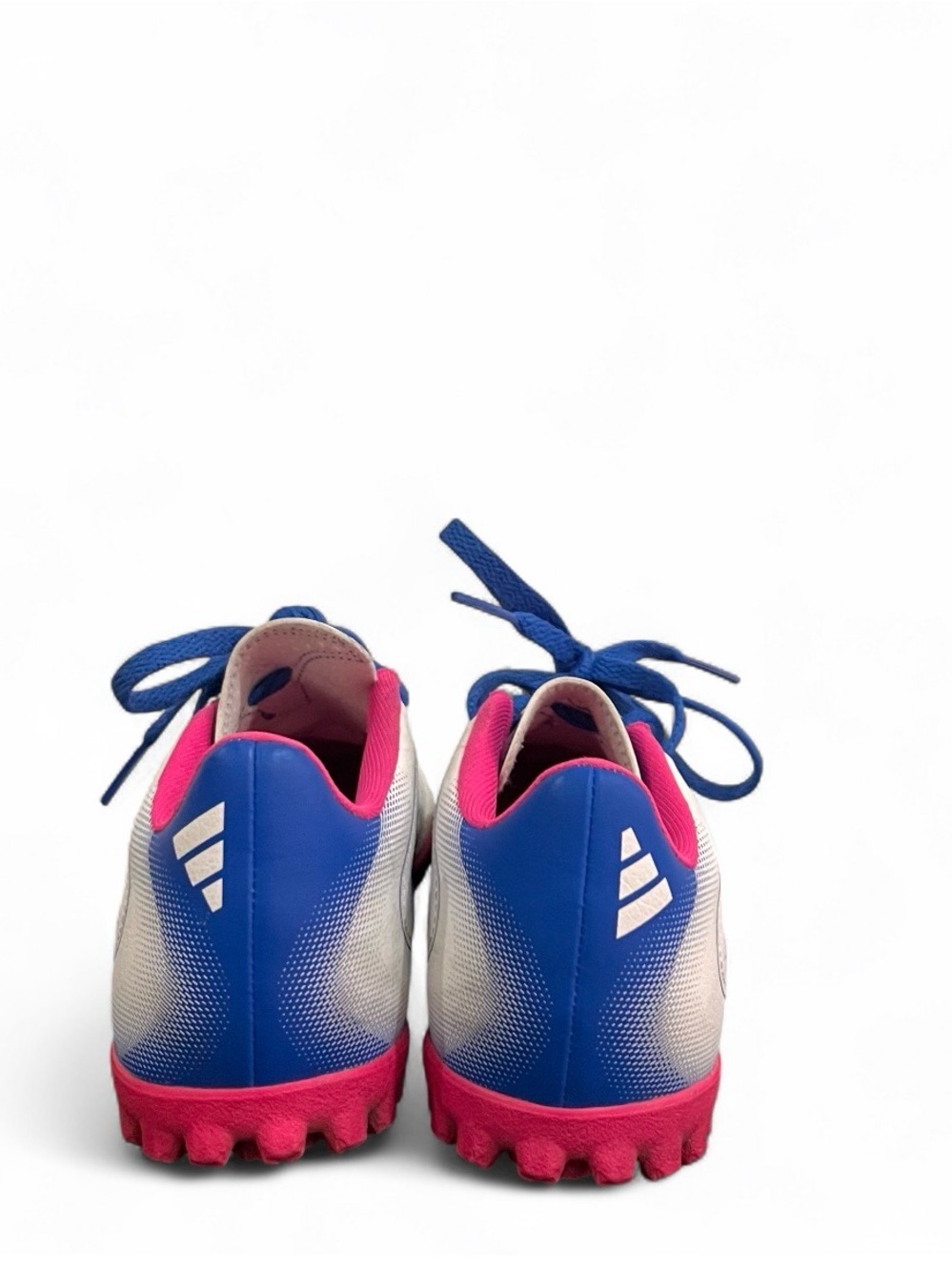 adidas Kids' Goletto IX Turf Soccer Cleats with Blue Stripes and Pink Accents - Picture 3 of 4